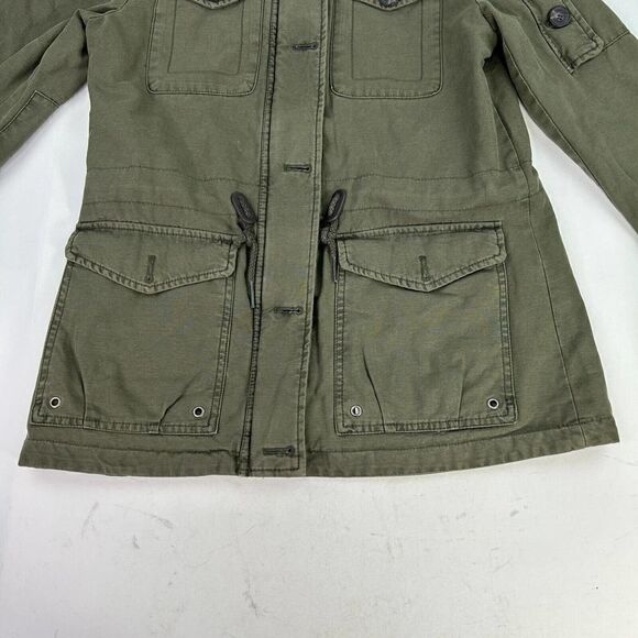 Levi's Women's Hooded Jacket Size Small Army Green Cotton Button Front Jacket - Picture 9 of 14
